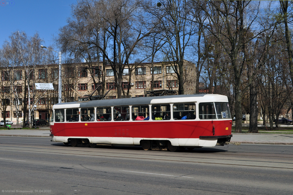 Tatra-T3A #486 27-го маршрута на Московском проспекте в районе улицы Академика Павлова