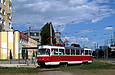Tatra-T3SU #511 8-го маршрута поворачивает с Салтовского шоссе в Салтовский переулок