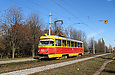 Tatra-T3SU #513 27-го маршрута на улице Академика Павлова между остановками "Солнечный переулок" и "Комсомольский парк"
