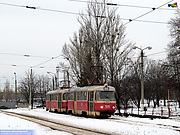 Tatra-T3SU #515-516 26-го маршрута на конечной станции "Салтовская"