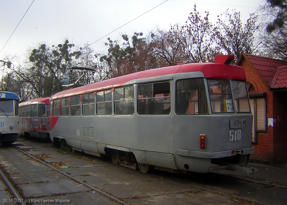 Tatra-T3SU #517-518 22-го маршрута на улице Мироносицкой возле перекрестка с улицей Сумской