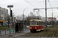 Tatra-T3SU #520 20-го маршрута на проспекте Победы перед отправлением от остановки "Солнечная"
