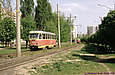 Tatra-T3SU #555 16-го маршрута на улице Героев Труда возле Салтовского рынка