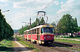 Tatra-T3SU #569-570 27-го маршрута на улице Героев труда в районе Салтовского рынка