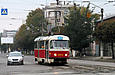 Tatra-T3SU #573 27-го маршрута на улице Октябрьской Революции перед поворотом на улицу 1-й Конной Армии