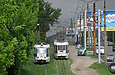 Tatra-T3SU #583 27-го маршрута и неисправный #770, буксируемый ВТП-3, на улице Академика Павлова в районе т/ц "Барабашово"