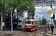 Tatra-T3SU #586 16-го маршрута на улице Шевченко в районе станции метро "Киевская"