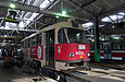 Tatra-T3SU #586 проходит обслуживание в производственном корпусе Салтовского трамвайного депо