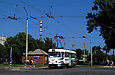 Tatra-T3SU #587 маршрута 8-Г на Салтовском шоссе пересекает проспект 50-летия СССР