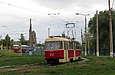 Tatra-T3SU #592 27-го маршрута на проспекте Тракторостроителей перед въездом в Салтовское трамвайное депо