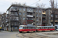 Tatra-T3SU #595-596 26-го маршрута на перекрестке улиц Мироносицкой и Веснина