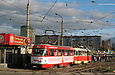 Tatra-T3SU #598-599 26-го маршрута на улице Героев труда рядом с одноименной станцией метро