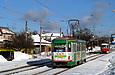 Tatra-T3SU #599 16-го маршрута на улице Академика Павлова в районе одноименного переулка