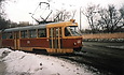 Tatra-T3SU #600 12-го маршрута на выезде с конечной станции "Парк им. Горького"