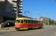 Tatra-T3SU #600 27-го маршрута на улице Октябрьской революции вблизи остановки "Октябрьское трамвайное депо"