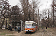 Tatra-T3SU #600-660 26-го маршрута на Московском проспекте выполняет остановку "Улица 12 апреля"