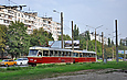 Tatra-T3SU #600-660 26-го маршрута на проспекте Тракторостроителей подъезжает к перекрестку с проспектом 50-летия ВЛКСМ