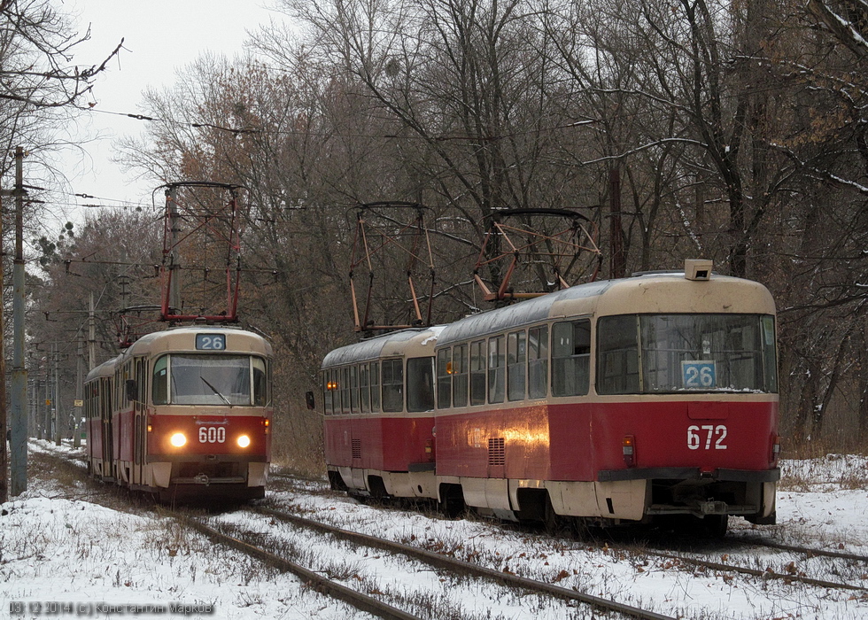 Tatra-T3SU #600-660 и #671-672 26-го маршрута на Московском проспекте