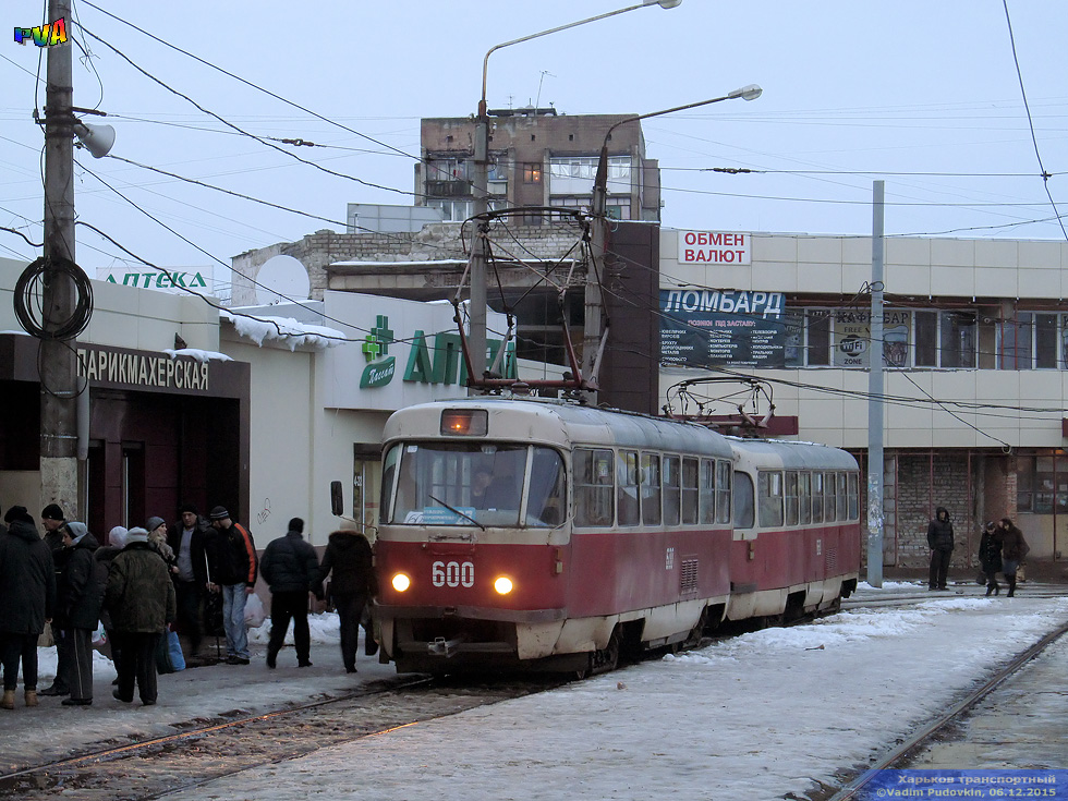 Tatra-T3SU #600-660 23-го маршрута на конечной станции "Микрорайон 602"