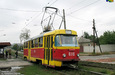 Tatra-T3SU #616 27-го маршрута на улице Академика Павлова отправился от остановки "Салтовский переулок"