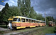 Tatra-T3SU #627-628 26-го маршрута и #625-626 27-го маршрута на улице Героев труда в районе улицы Гвардейцев-Широнинцев