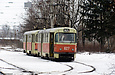 Tatra-T3SU #627-628 26-го маршрута на конечной станции "Салтовская"
