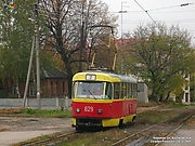 Tatra-T3SU #629 2-го маршрута на улице Клочковской пересекает улицу Кузнецкую