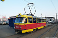 Tatra-T3SU #633 16-го маршрута на улице Героев труда отправляется от остановки "Улица Барабашова"