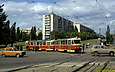 Tatra-T3SU #637-638 26-го маршрута поворачивает с улицы Героев Труда на проспект Тракторостроителей