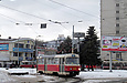 Tatra-T3SU #638 5-го маршрута разворачивается на конечной станции "Южный вокзал"