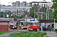 Tatra-T3SU #638 8-го маршрута, КТМ-19КТ #3108 6-го маршрута и T3-ВПА #4109 8-го маршрута на улице Академика Павлова на остановке "Сабурова Дача"