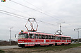 Tatra-T3SU #641-642 26-го маршрута на улице Героев труда в районе остановки "Сосновый бор"