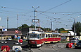 Tatra-T3SU #643-767 26-го маршрута поворачивает с пробивки улицы Героев труда на улицу Ковпака