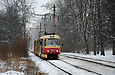 Tatra-T3SU #643-767 23-го маршрута на Московском проспекте в районе станции Лосево