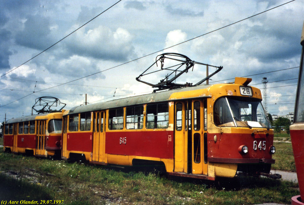 Tatra-T3SU #645-646 в открытом парке Салтовского трамвайного депо