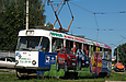Tatra-T3SU #645 8-го маршрута поворачивает с Салтовского шоссе в Салтовский переулок