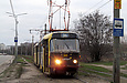 Tatra-T3SU #645-646 26-го маршрута на улице Героев труда перед отправлением от остановки "Сосновый бор"