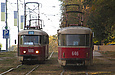 Tatra-T3SU #600-660 и #645-646 26-го маршрута на улице Сумской возле Парка им. Горького
