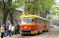 Tatra-T3SU #657-658 27-го маршрута на площади Восстания на остановке "Конный рынок"
