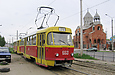Tatra-T3SU #660-659 26-го маршрута на улице Шевченко возле станции метро "Киевская"