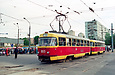 Tatra-T3SU #663-664 23-го маршрута на проспекте Тракторостроителей пересекает проспект 50-летия ВЛКСМ
