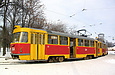 Tatra-T3SU #663-664 23-го маршрута на конечной станции "Плиточный завод"