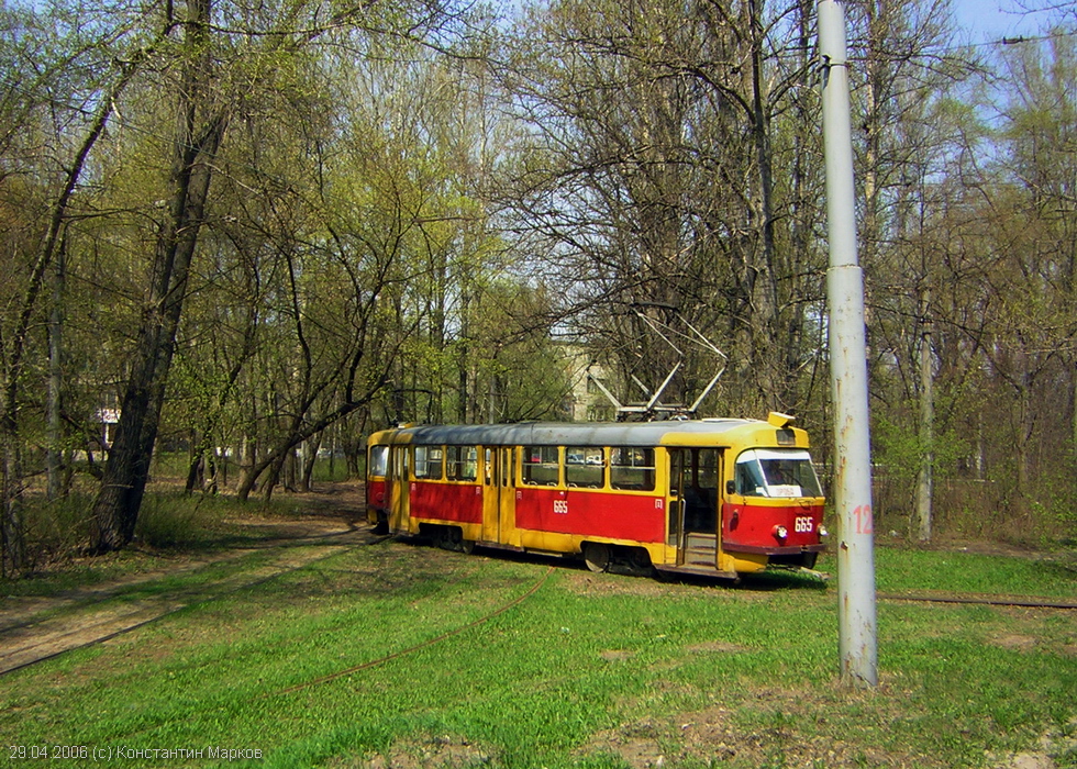 Tatra-T3SU #665-666 на конечной станции "Журавлевский гидропарк"