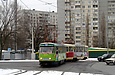 Tatra-T3SU #665-664 26-го маршрута поворачивает с проспекта Тракторостроителей на улицу Героев труда