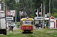 Tatra-T3SU #671 27-го маршрута на улице Академика Павлова возле станции метро "Студенческая"