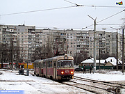 Tatra-T3SU #671-672 23-го маршрута на трамвайной развязке Салтовского шоссе и проспекта Тракторостроителей