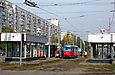 Tatra-T3SU #673 27-го маршрута на улице Академика Павлова на остановке возле станции метро "Студенческая"