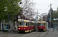 Tatra-T3SU #675-687 и #661-662 26-го маршрута на улице Веснина возле улицы Мироносицкой