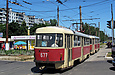 Tatra-T3SU #676-677 26-го маршрута на проспекте Тракторостроителей на перекрестке с улицей Блюхера