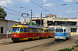 Tatra-T3SU #679-680 26-го маршрута и вагон ВД-1 на конечной станции "602 микрорайон"